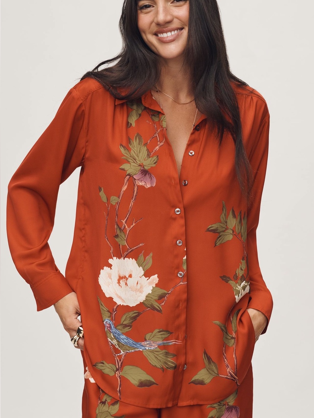 🐦⬛Anthropologie Brielle Button Down Long Sleeve Blouse Relaxed Collared Medium - Picture 3 of 16